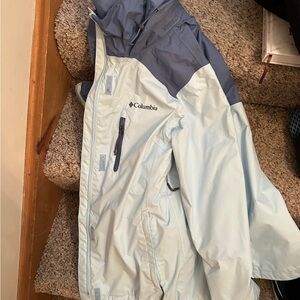 Columbia Light Blue Packable Rain Jacket